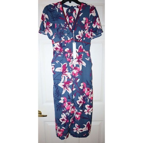 Adelyn Rae 5970298 Women's Sz XS Blue Multi Floral Print Shayne Jumpsuit $108 - Picture 1 of 12